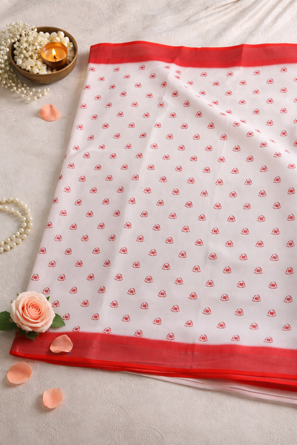 Women's Floral Printed Organza Saree with Tassels