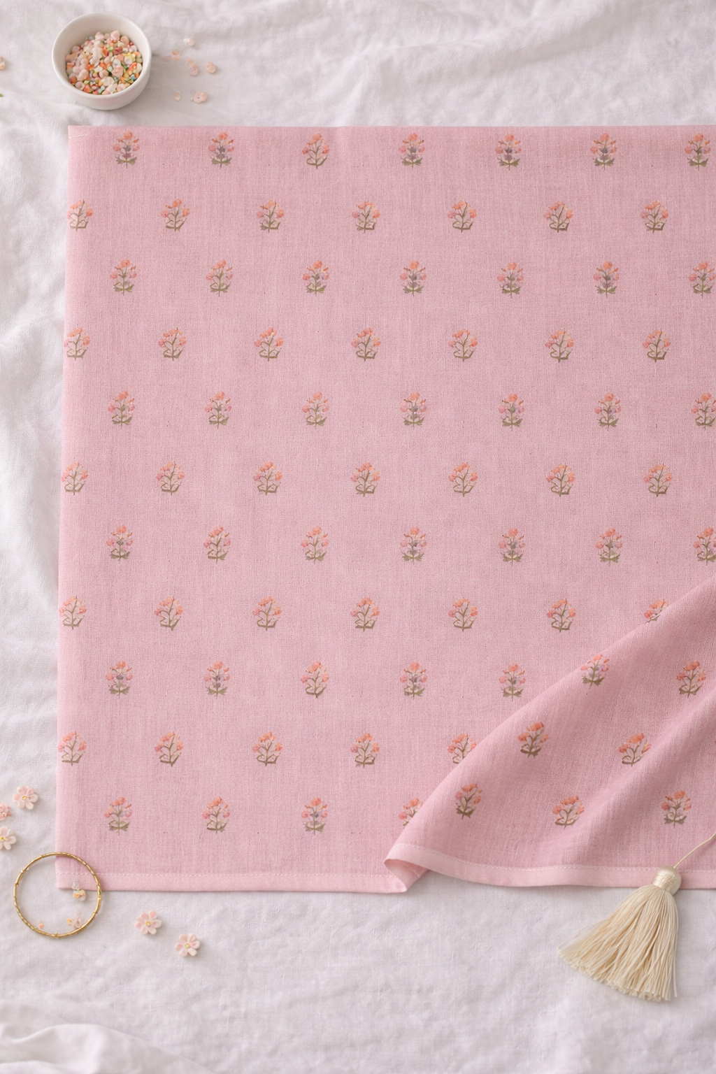 Heritage Garden Printed Soft Organza Saree with Tassel Border